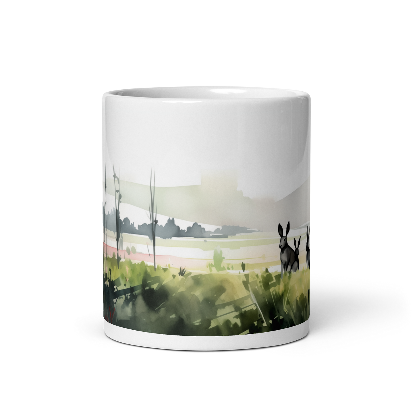 Watercolour Bunnies In A Field Painting Mug