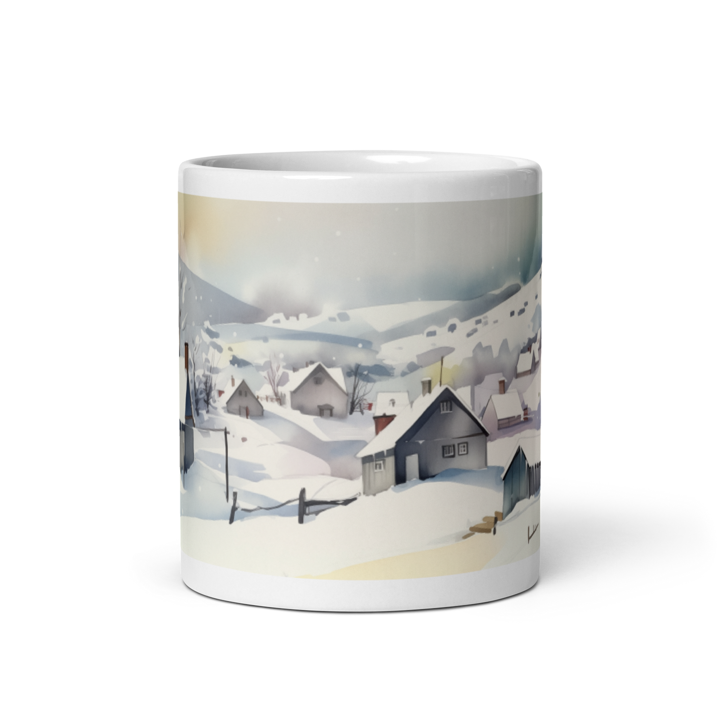Winter Village Watercolour Mug