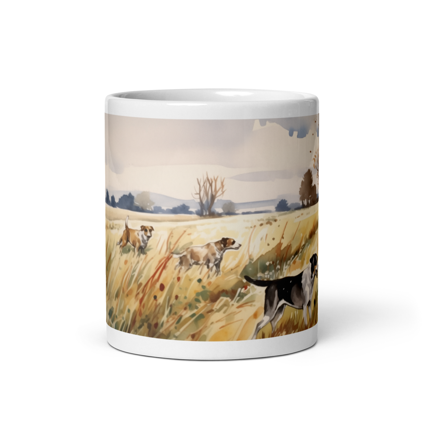Dogs In A Field Watercolour Mug