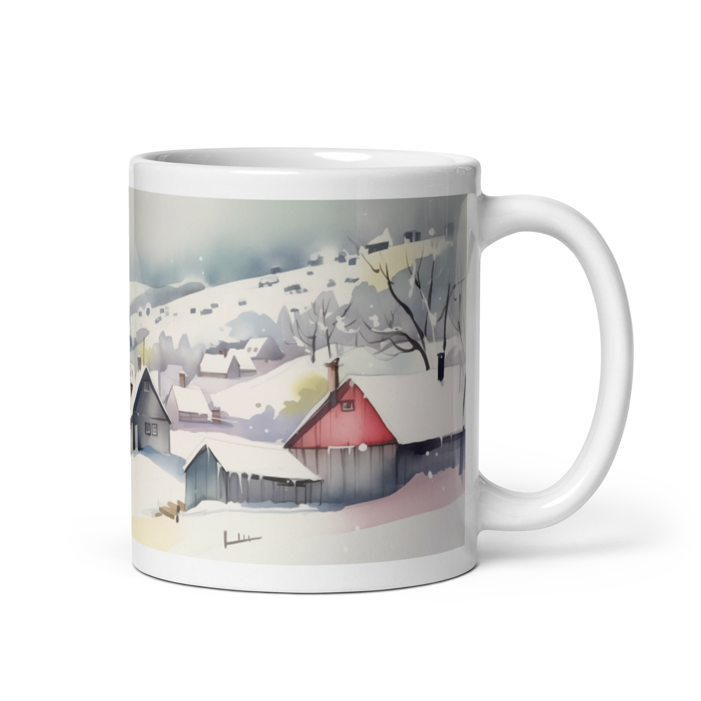 Winter Village Watercolour Mug