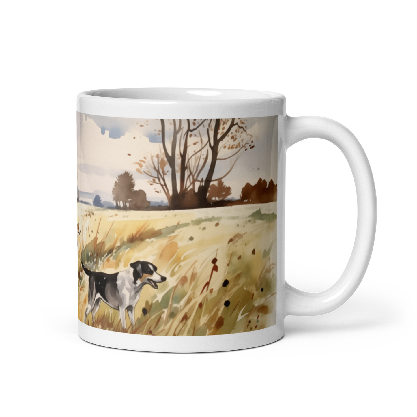 Dogs In A Field Watercolour Mug