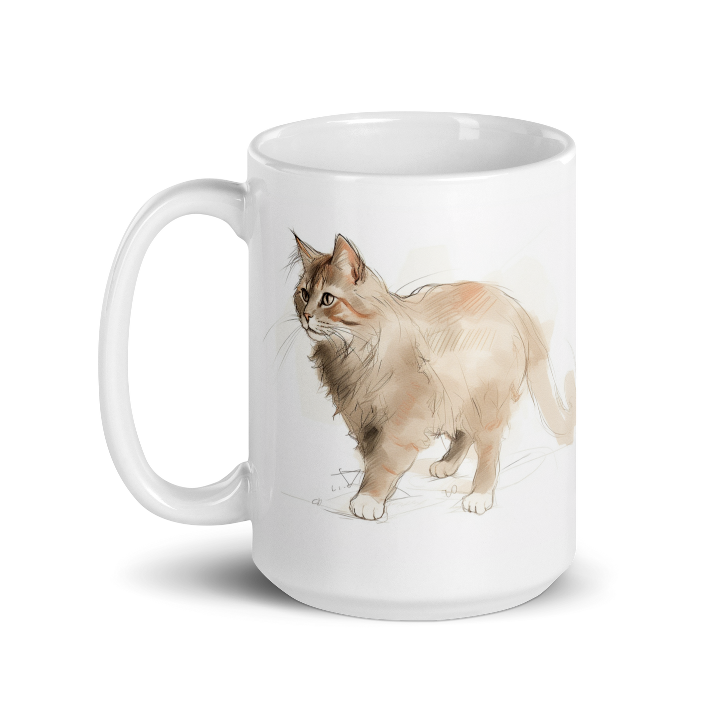 Pencil Sketch Cat Mug