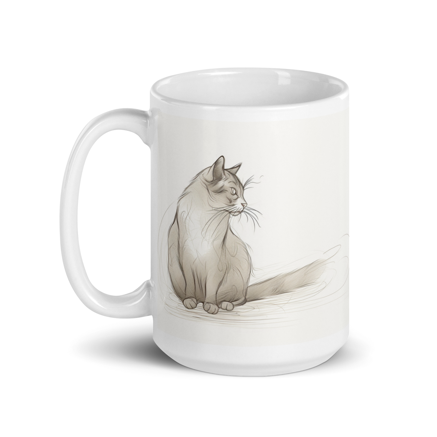 Grey Cat Pencil Sketch Mug