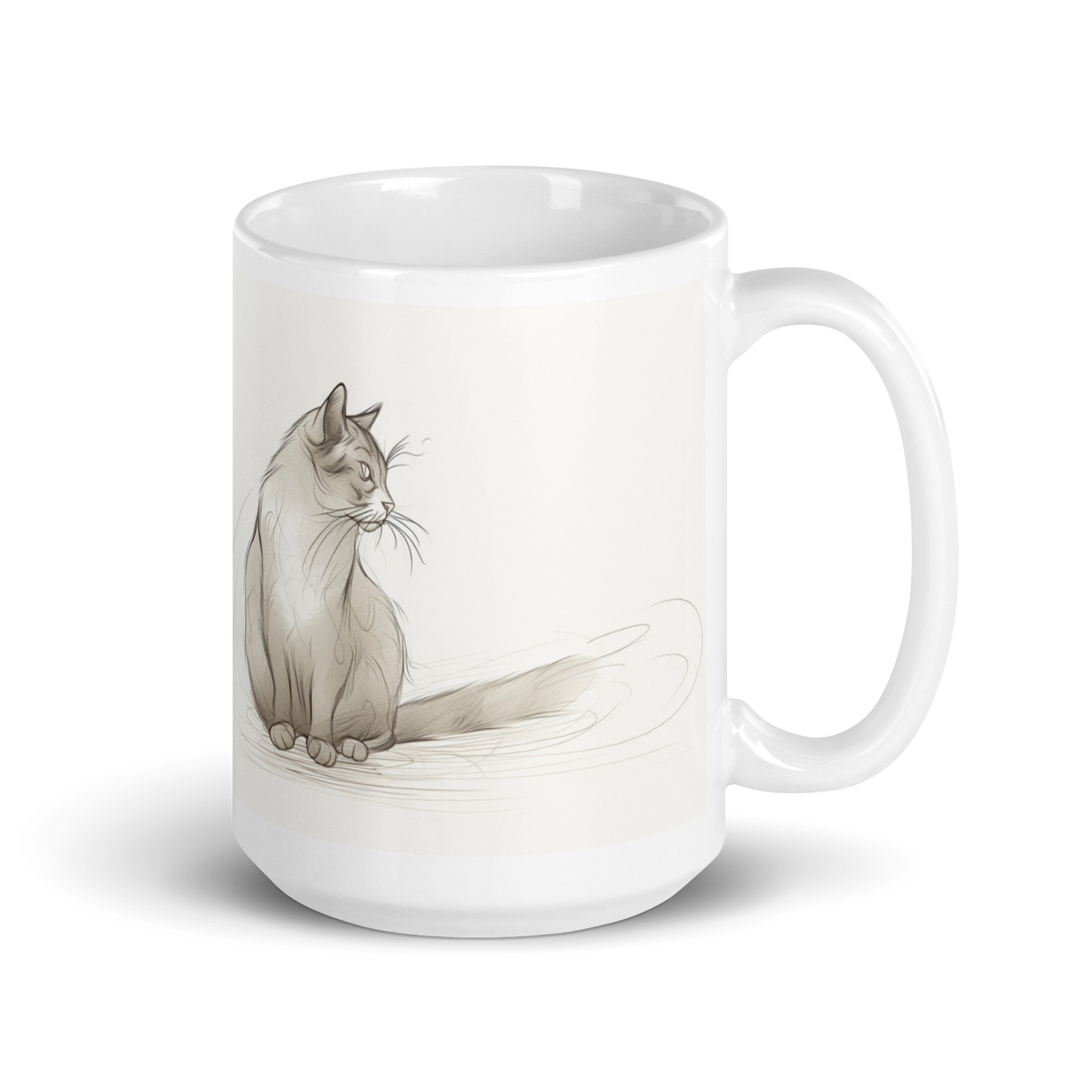 Grey Cat Pencil Sketch Mug