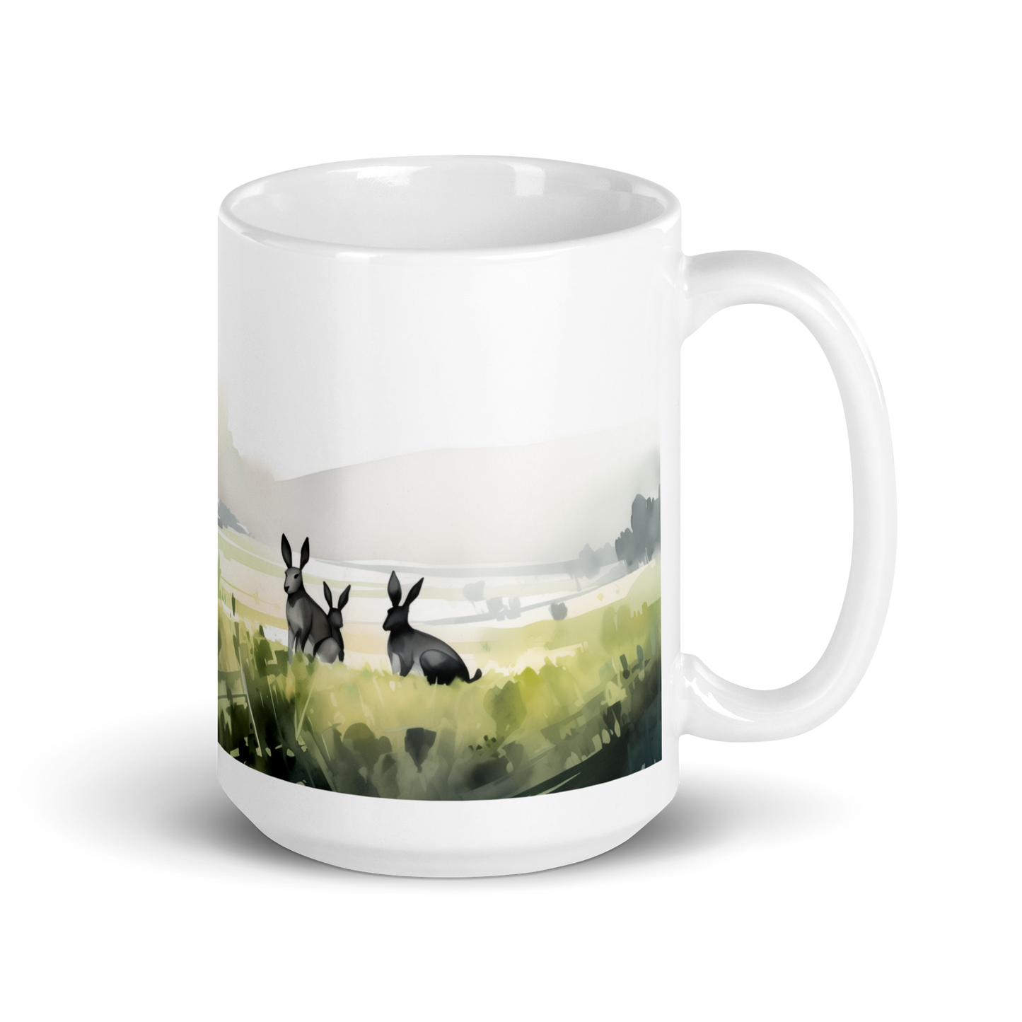 Watercolour Bunnies In A Field Painting Mug