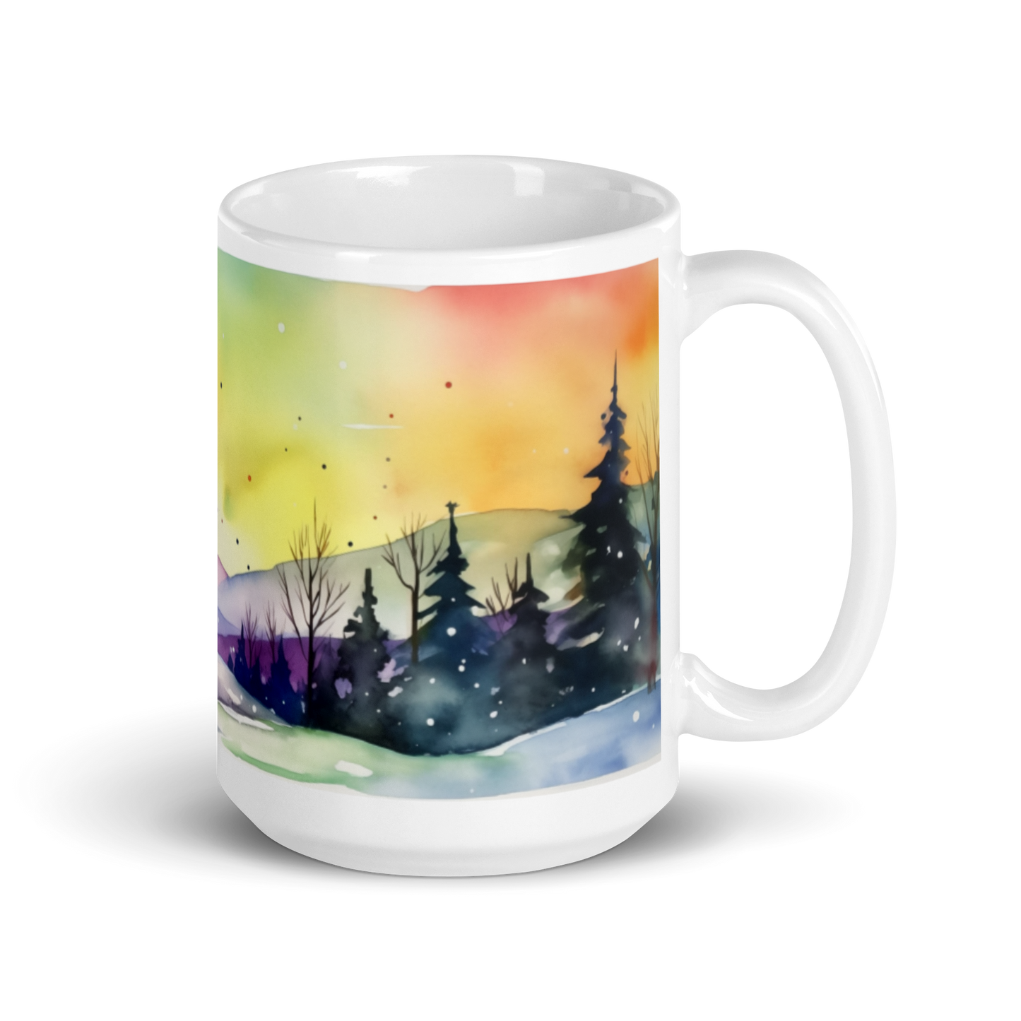 Colourful Watercolour Winter Landscape Mug