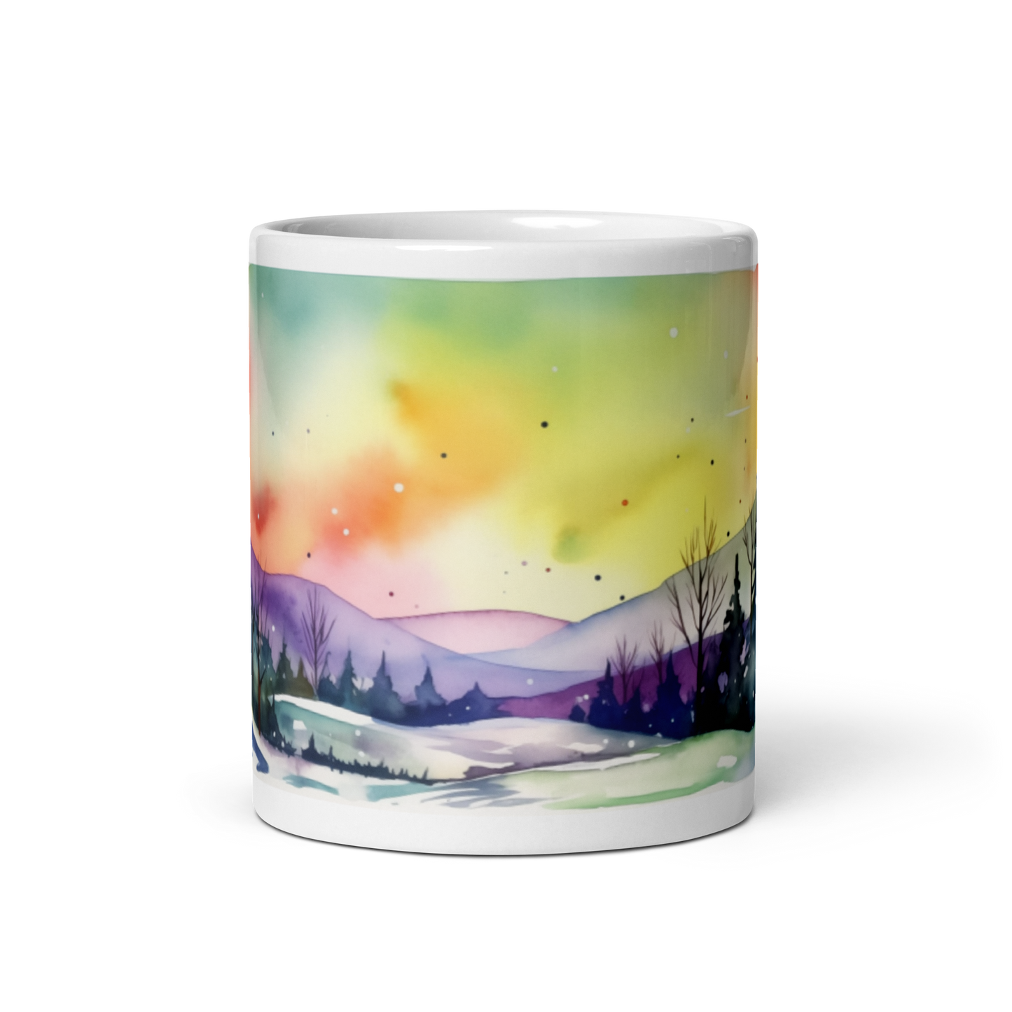 Colourful Watercolour Winter Landscape Mug