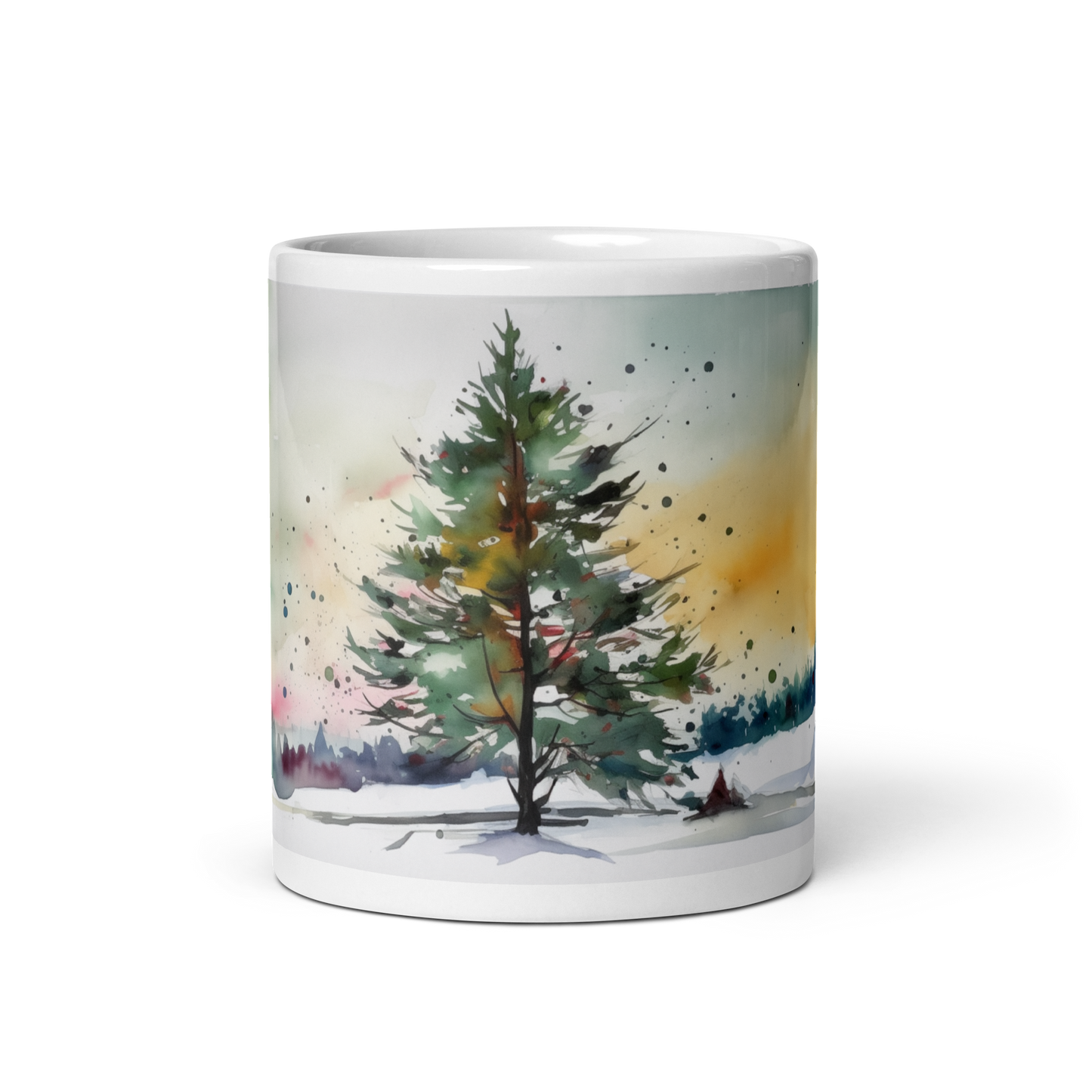 Christmas Tree Landscape Watercolour Mug