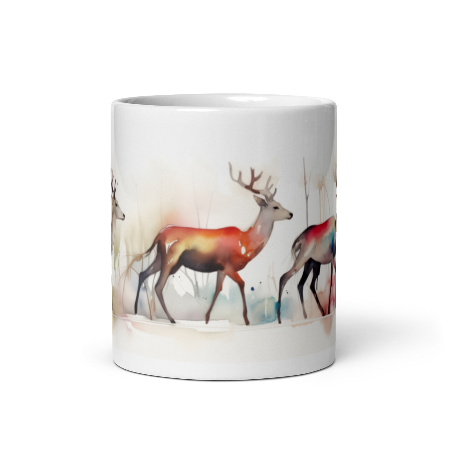 Christmas Reindeer Watercolour Mug