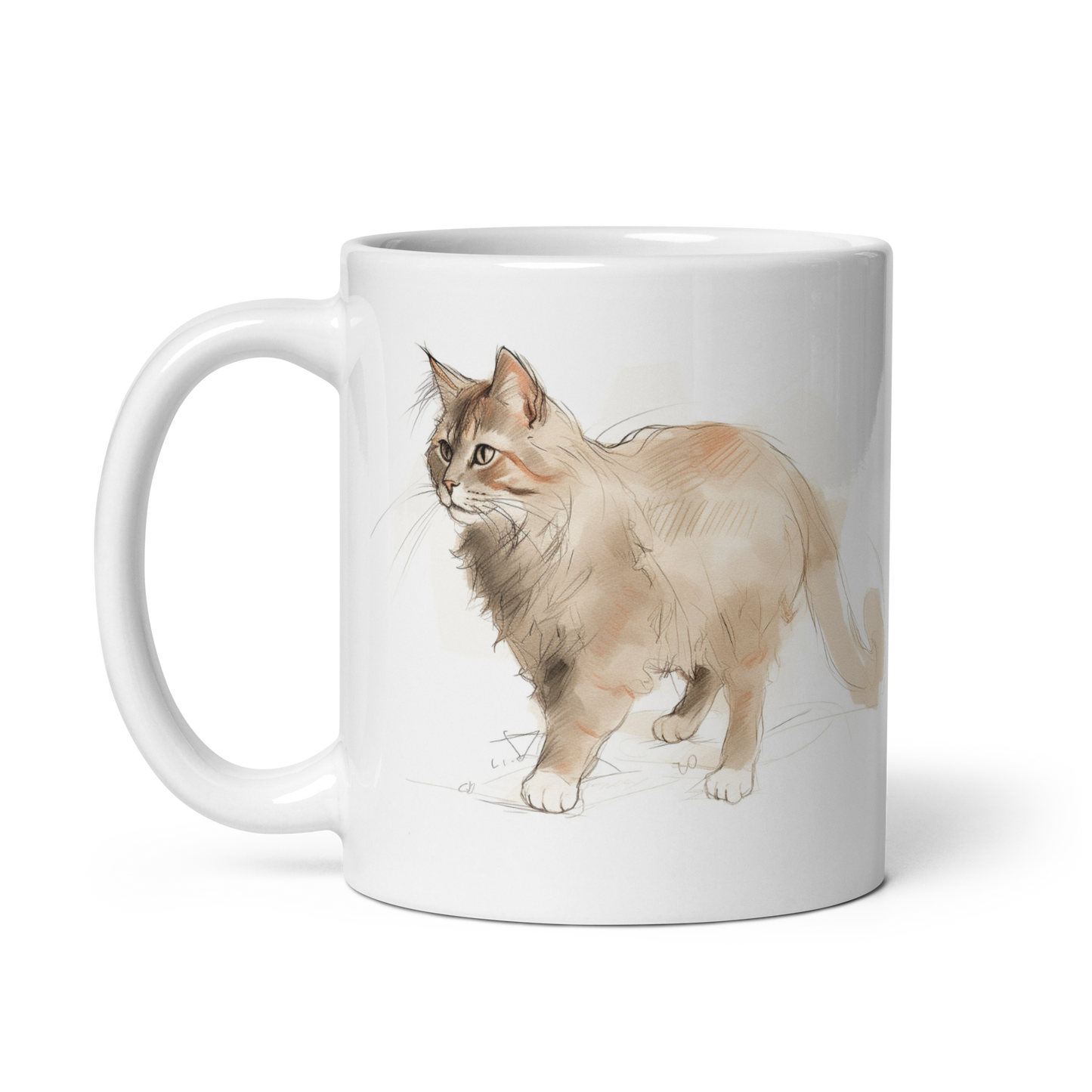 Pencil Sketch Cat Mug