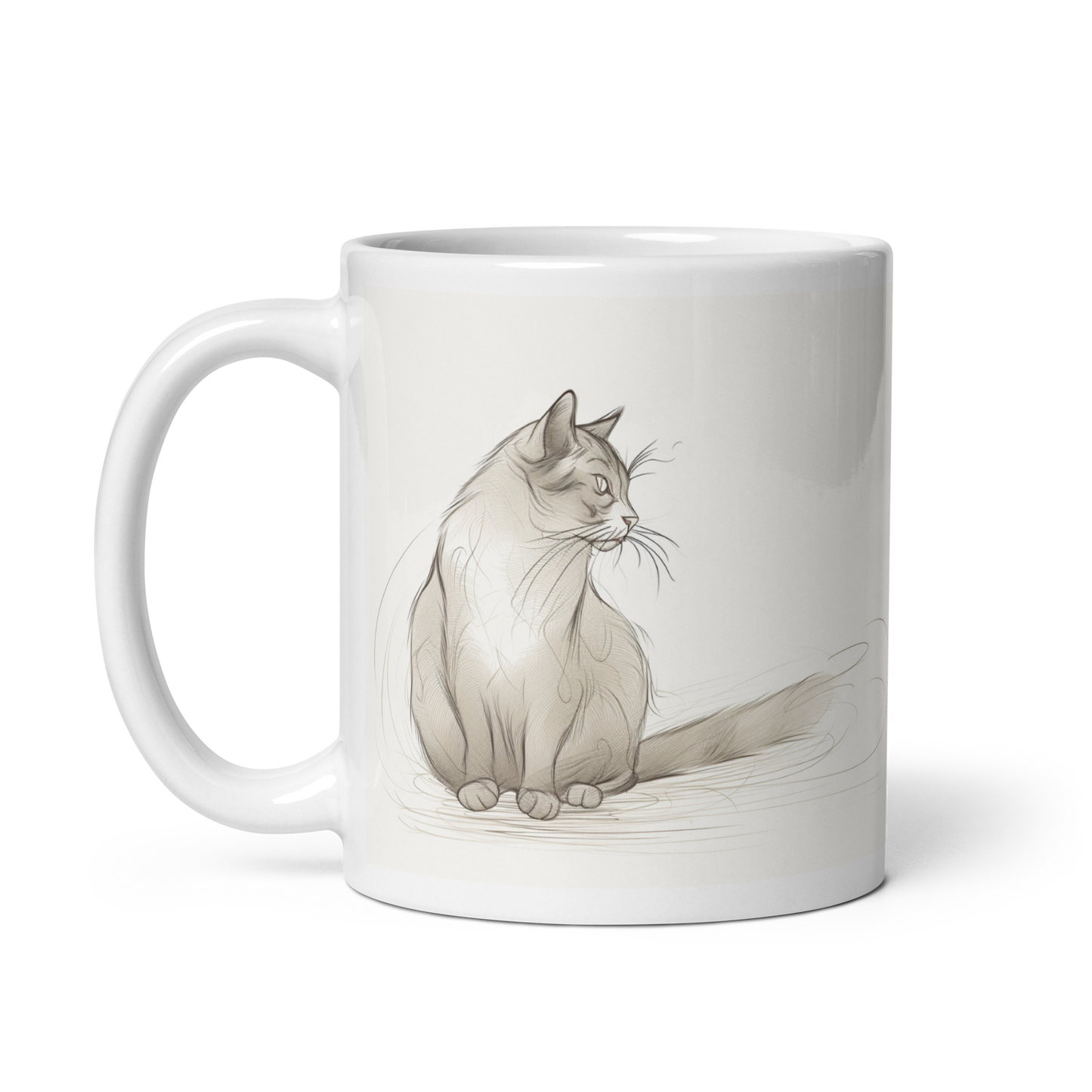 Grey Cat Pencil Sketch Mug
