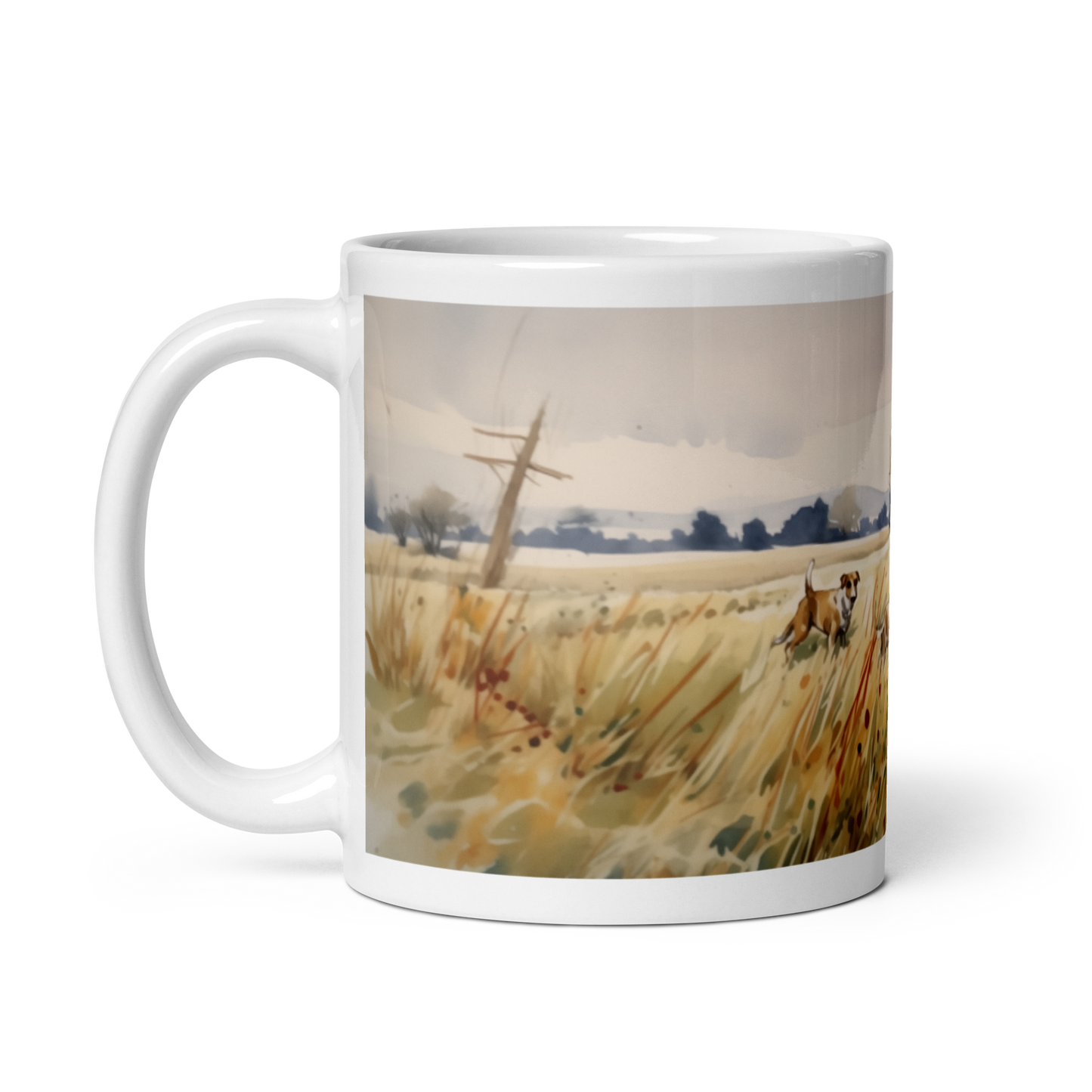 Dogs In A Field Watercolour Mug