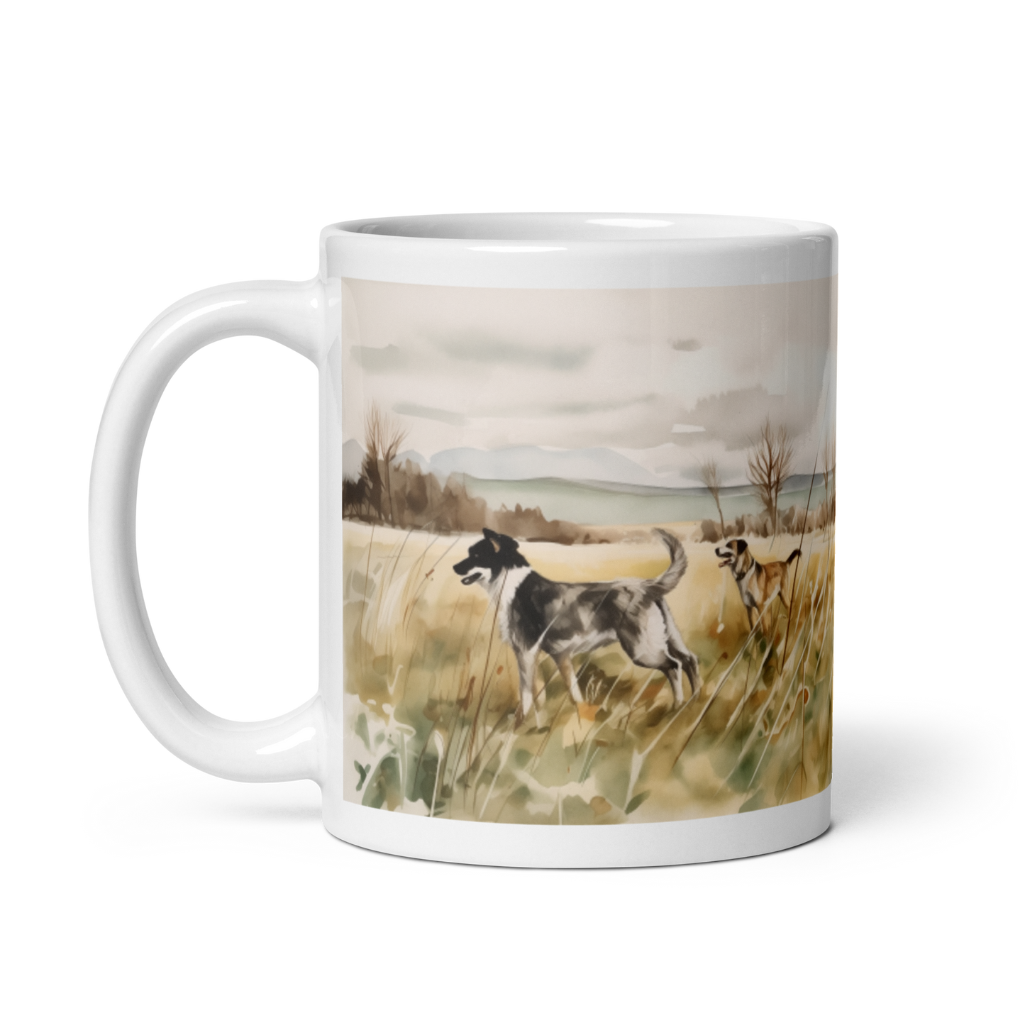 Field Of Dogs Watercolour Mug