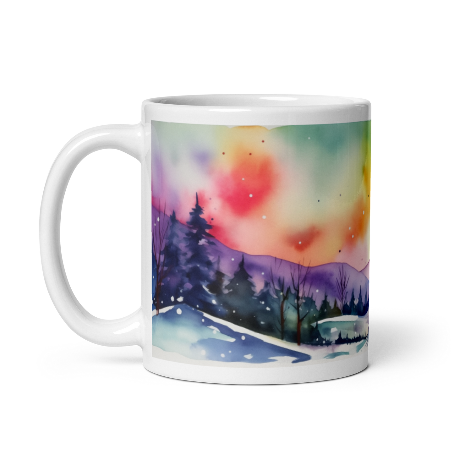 Colourful Watercolour Winter Landscape Mug