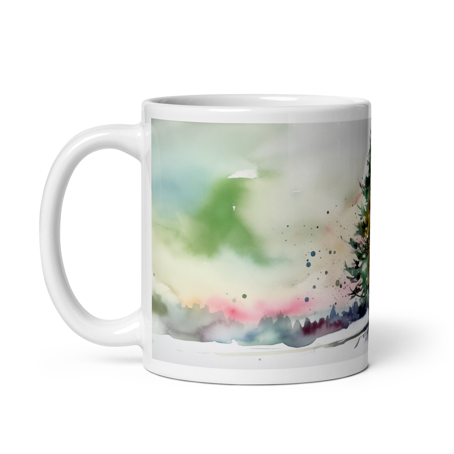 Christmas Tree Landscape Watercolour Mug