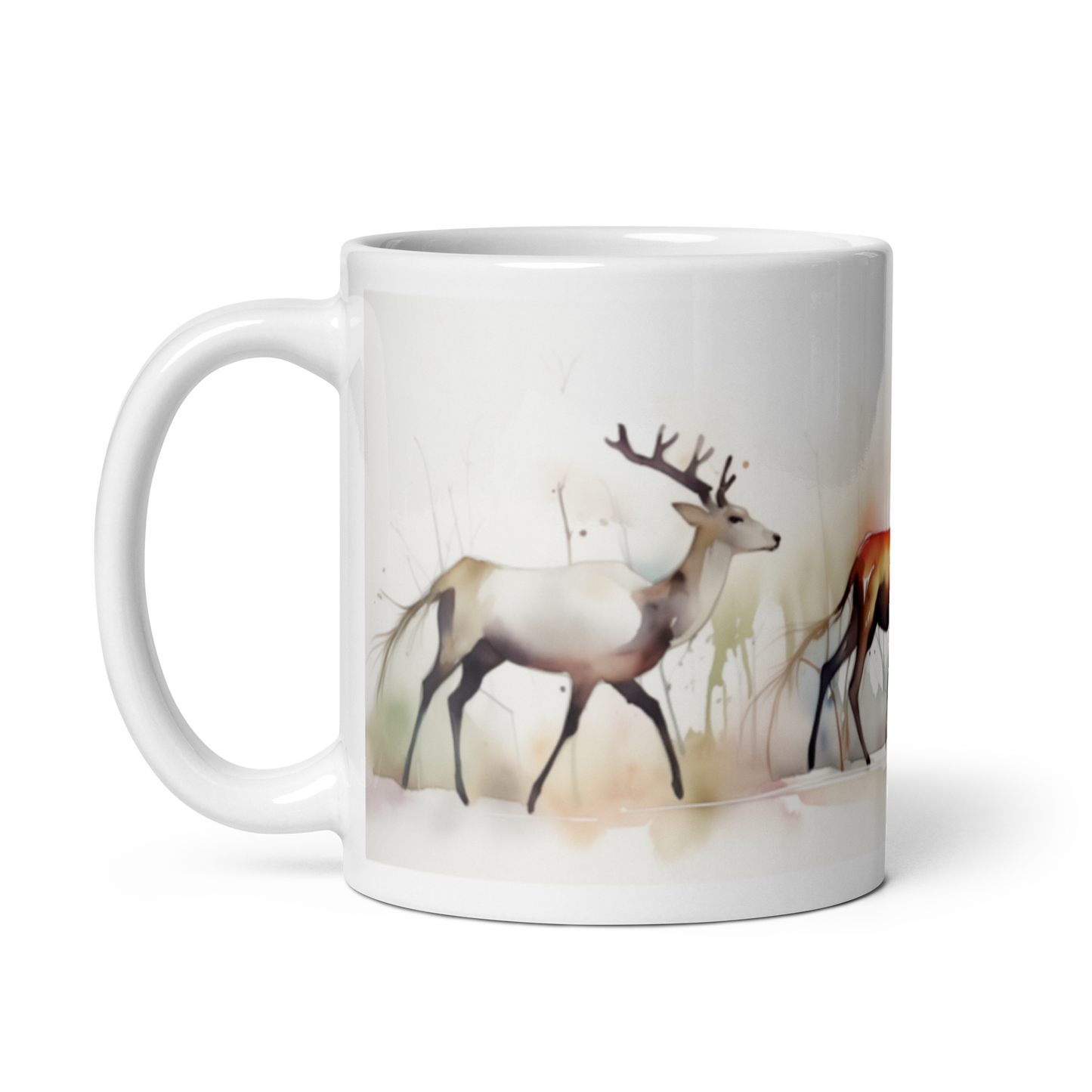 Christmas Reindeer Watercolour Mug