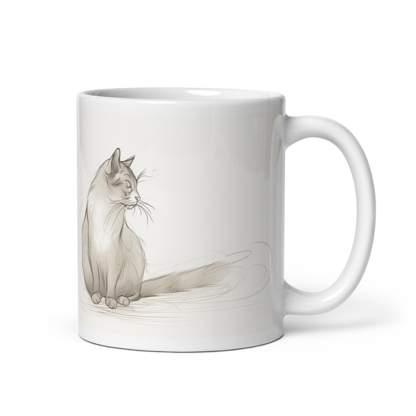 Grey Cat Pencil Sketch Mug