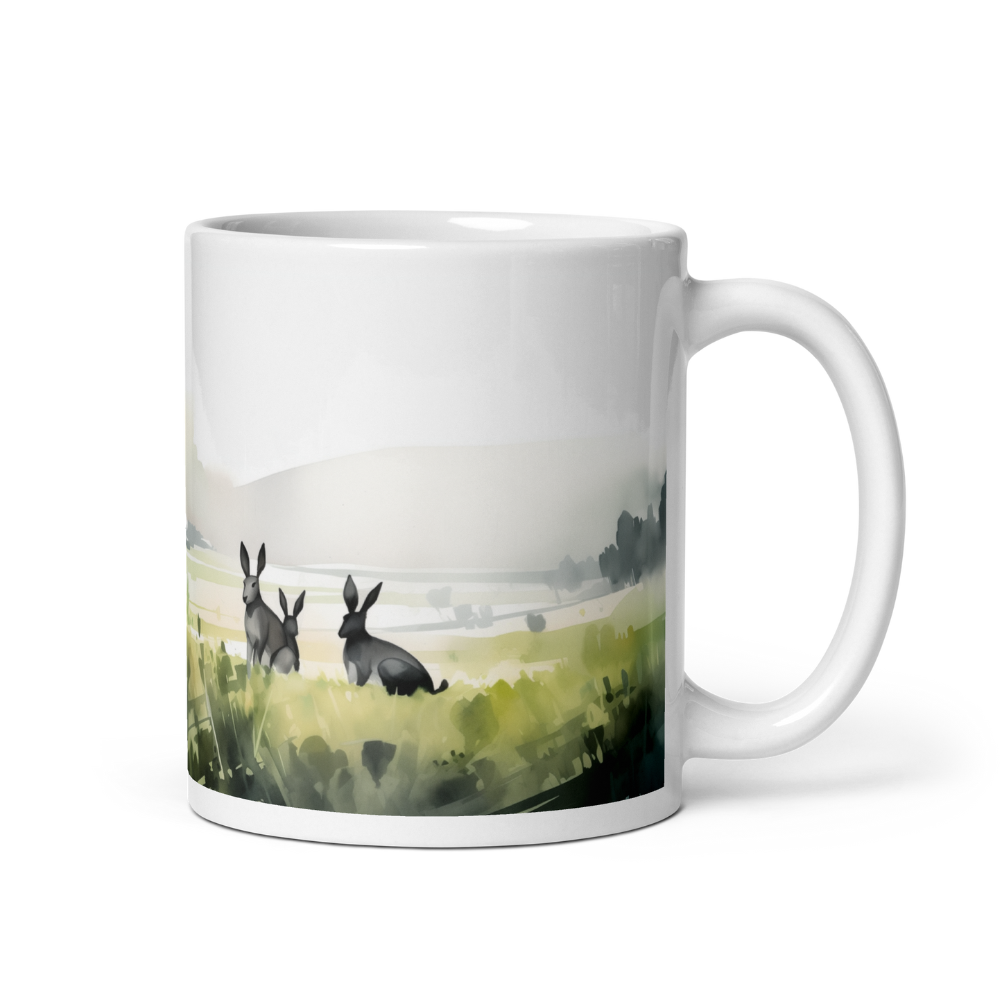 Watercolour Bunnies In A Field Painting Mug