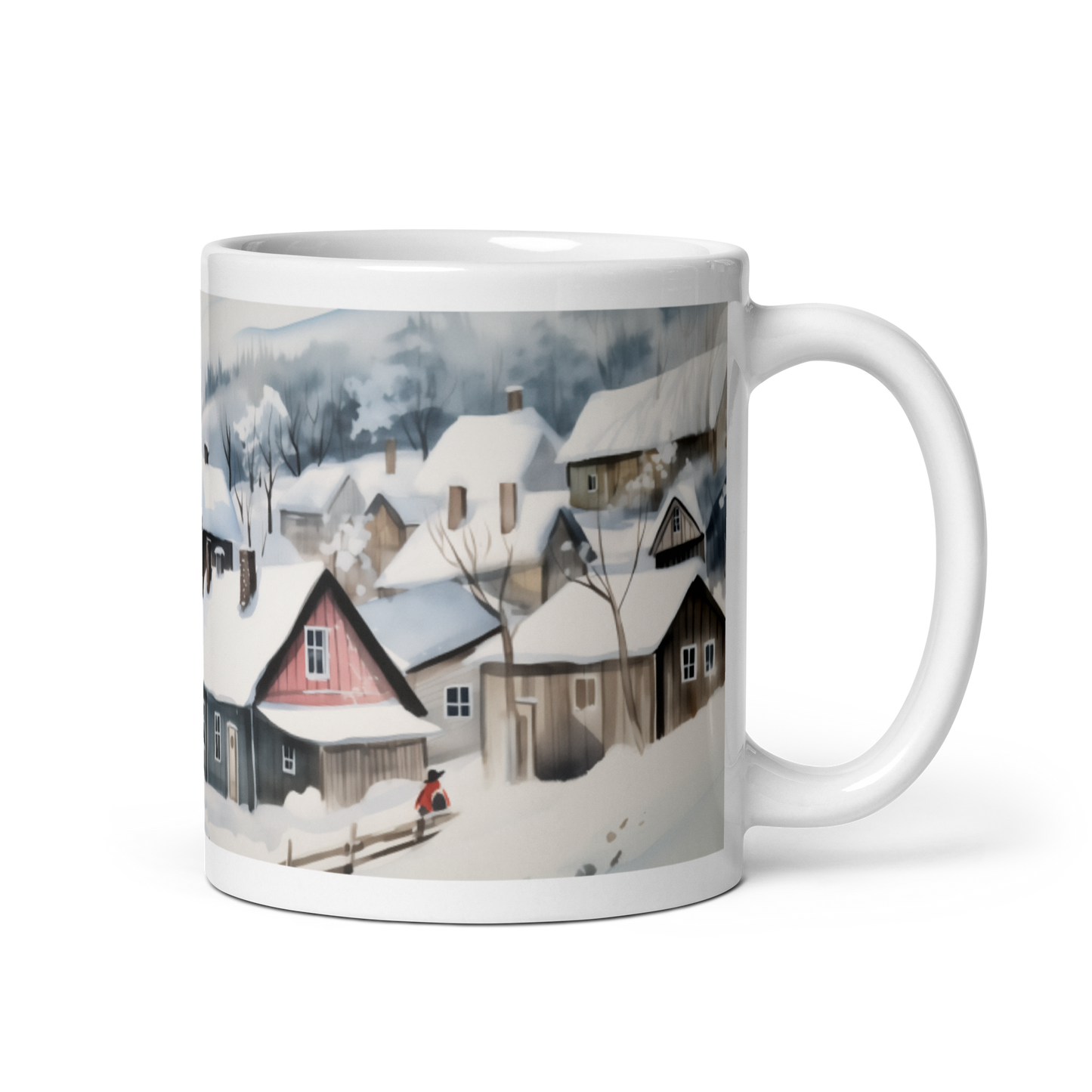 Watercolour Winter Village Mug