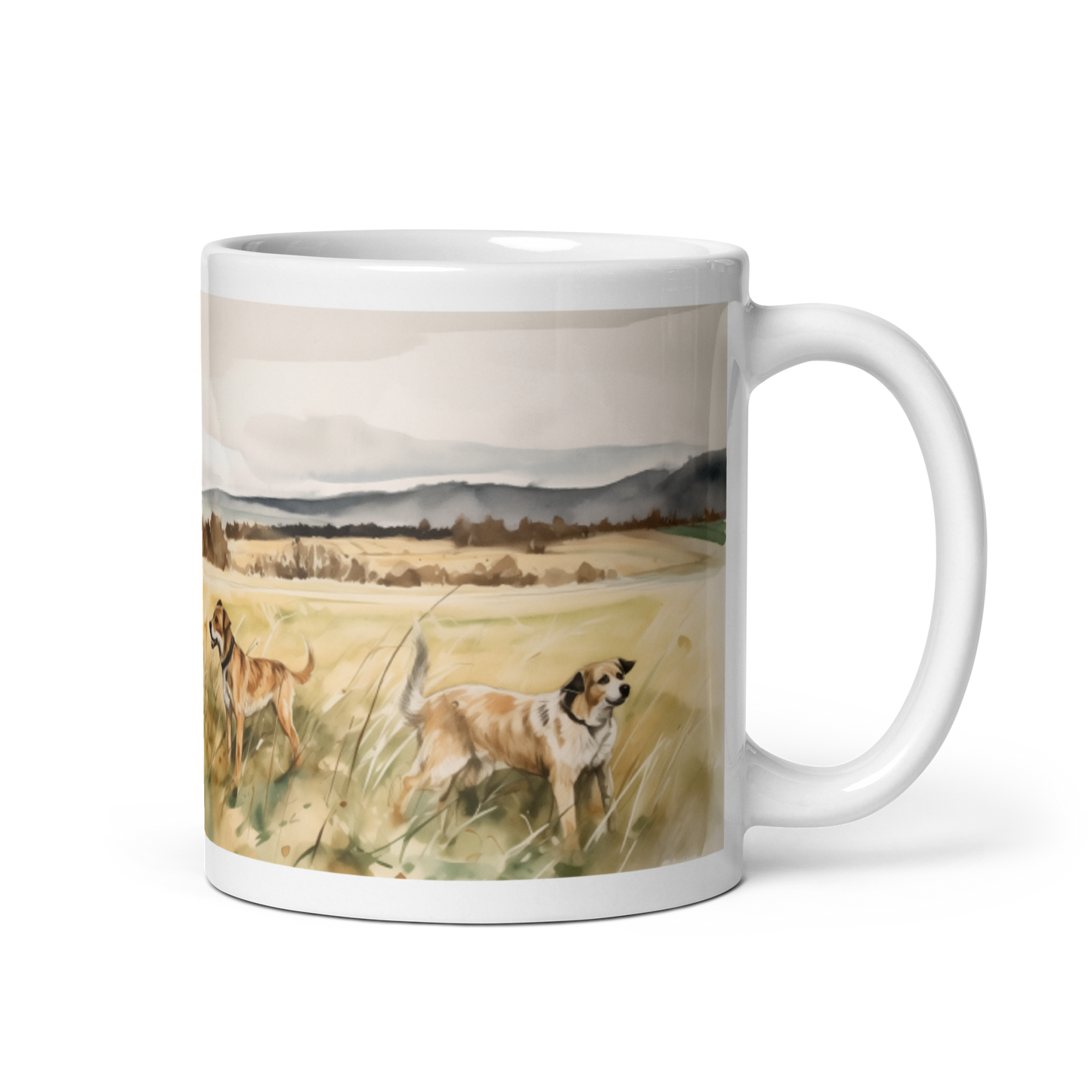 Field Of Dogs Watercolour Mug