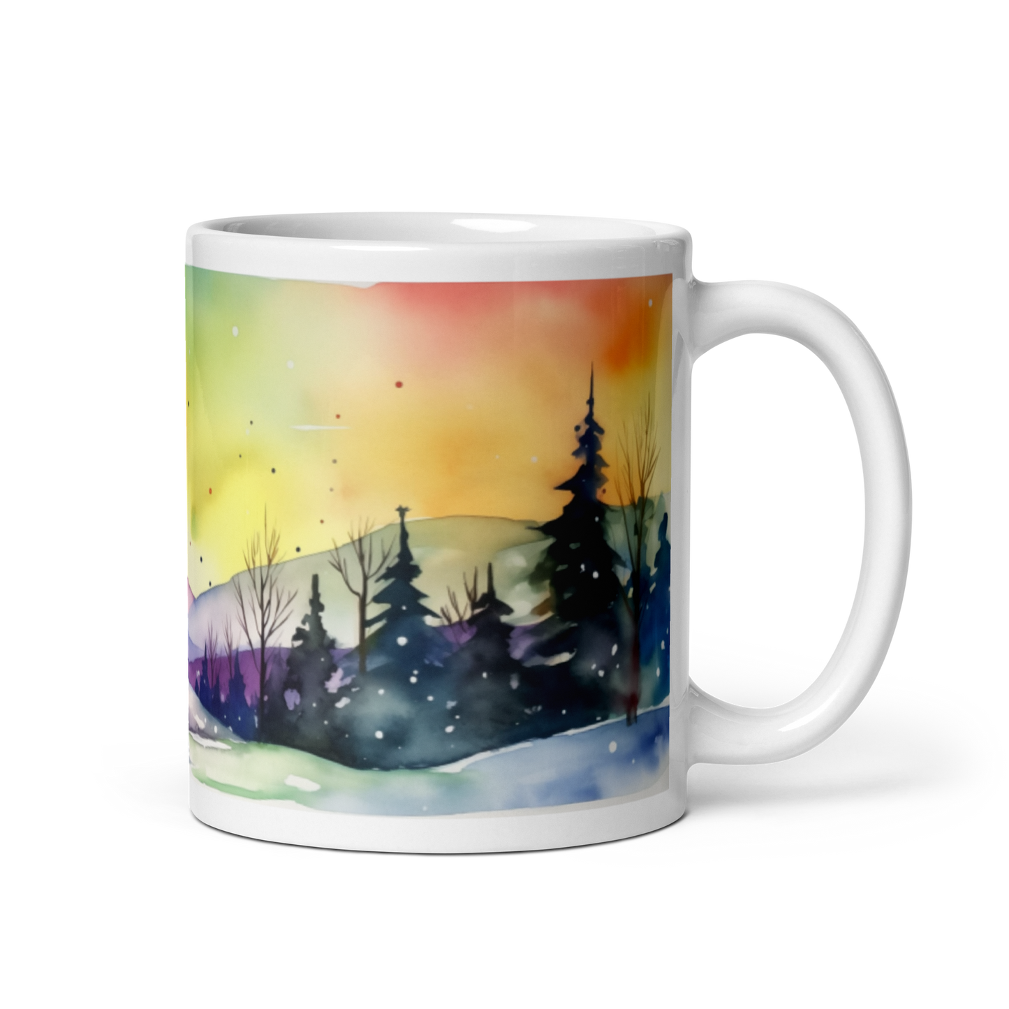 Colourful Watercolour Winter Landscape Mug