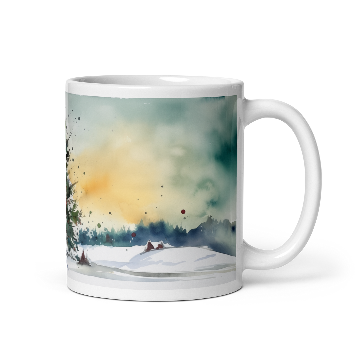 Christmas Tree Landscape Watercolour Mug