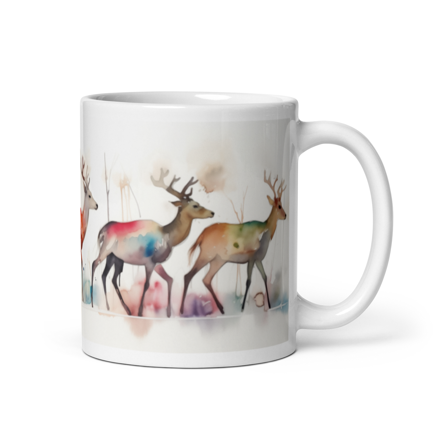 Christmas Reindeer Watercolour Mug