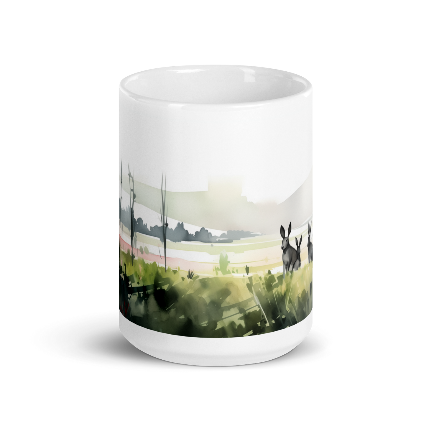 Watercolour Bunnies In A Field Painting Mug