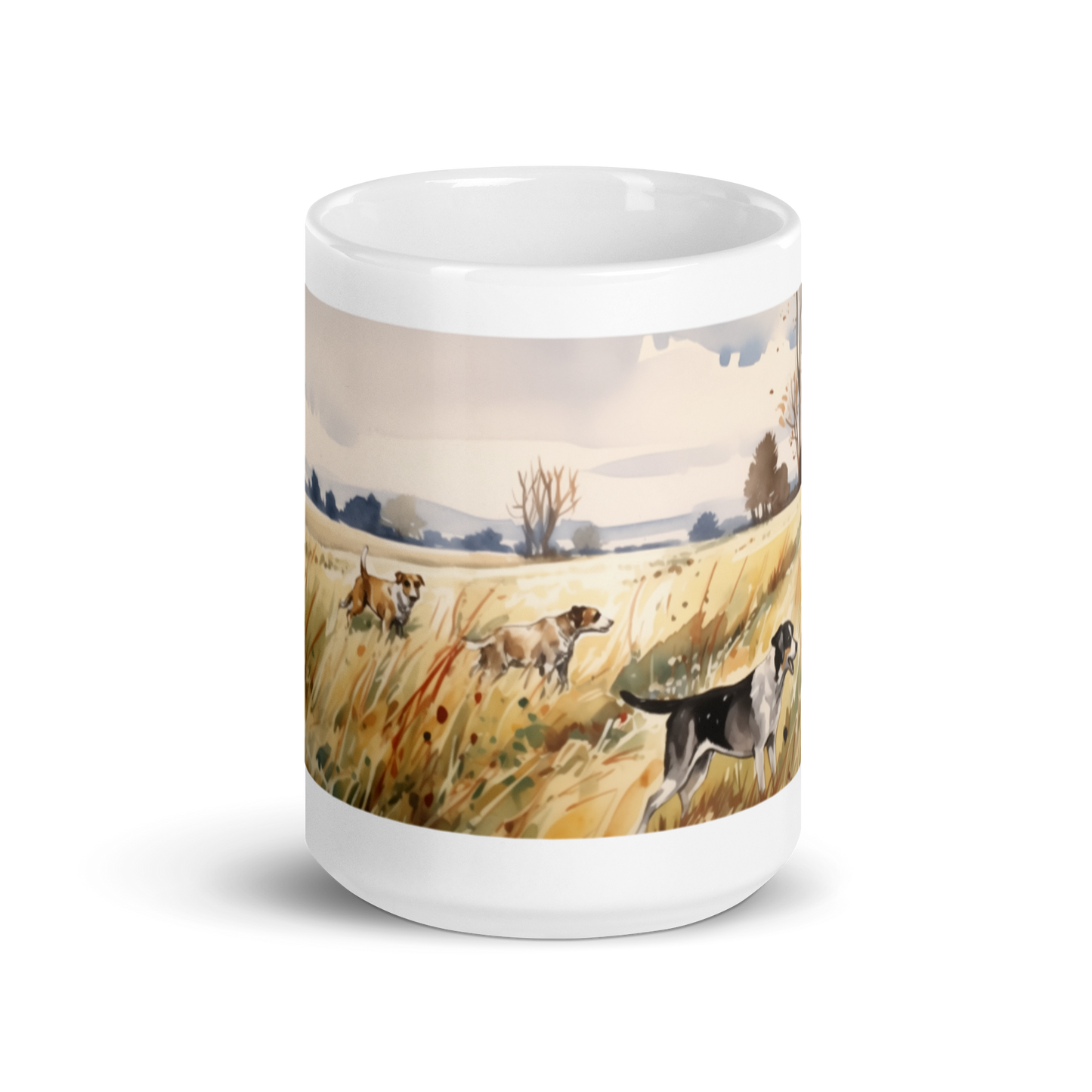 Dogs In A Field Watercolour Mug