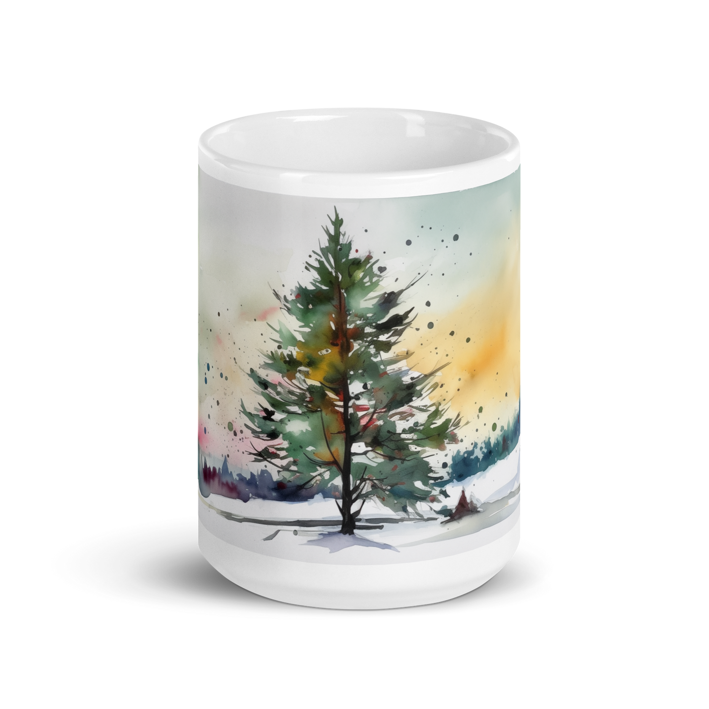 Christmas Tree Landscape Watercolour Mug