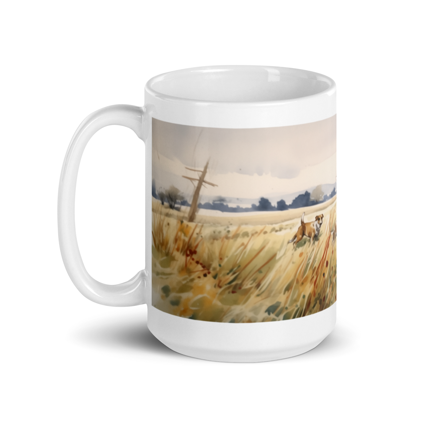 Dogs In A Field Watercolour Mug