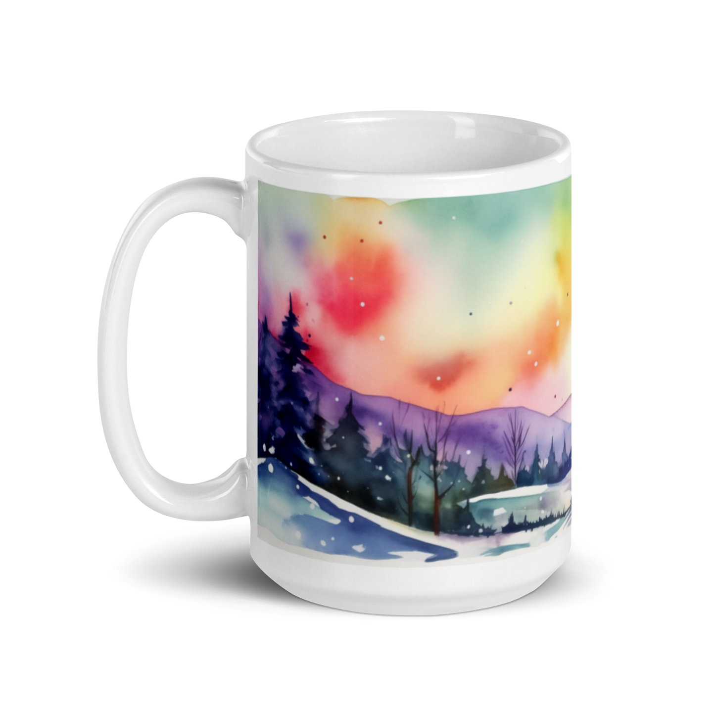 Colourful Watercolour Winter Landscape Mug