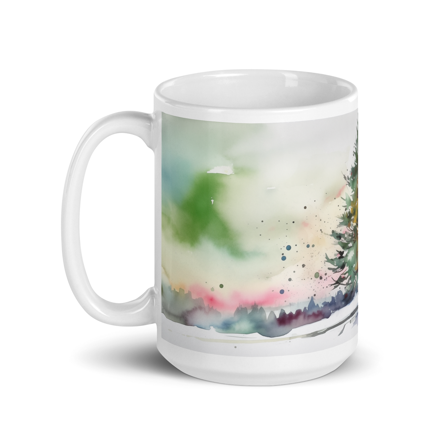 Christmas Tree Landscape Watercolour Mug