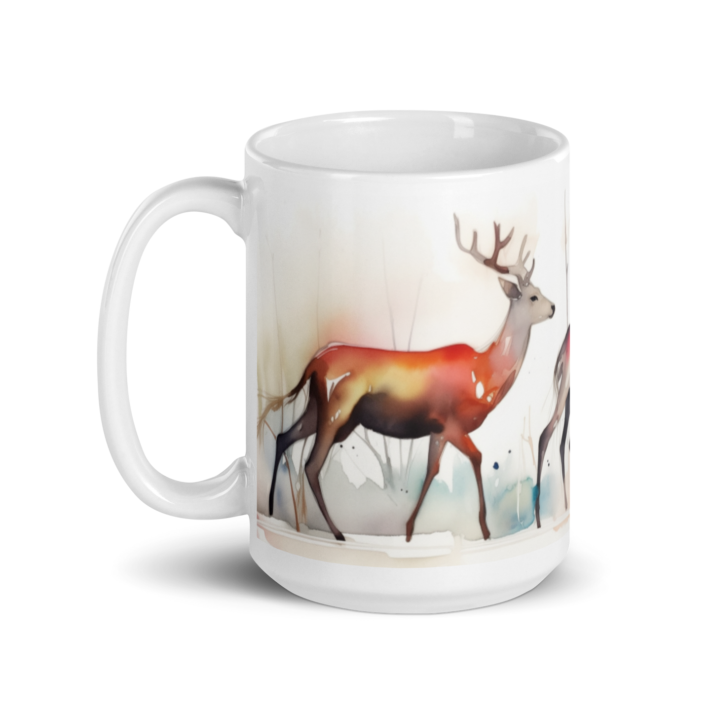 Christmas Reindeer Watercolour Mug