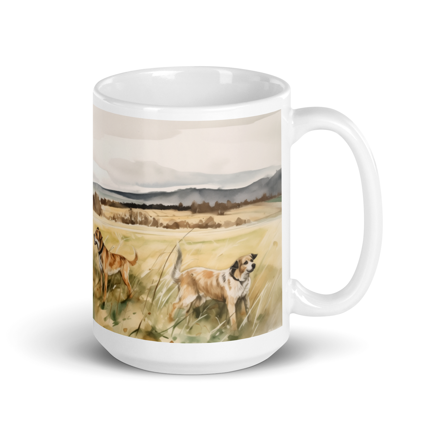 Field Of Dogs Watercolour Mug