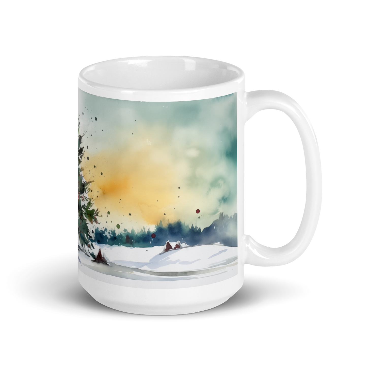 Christmas Tree Landscape Watercolour Mug